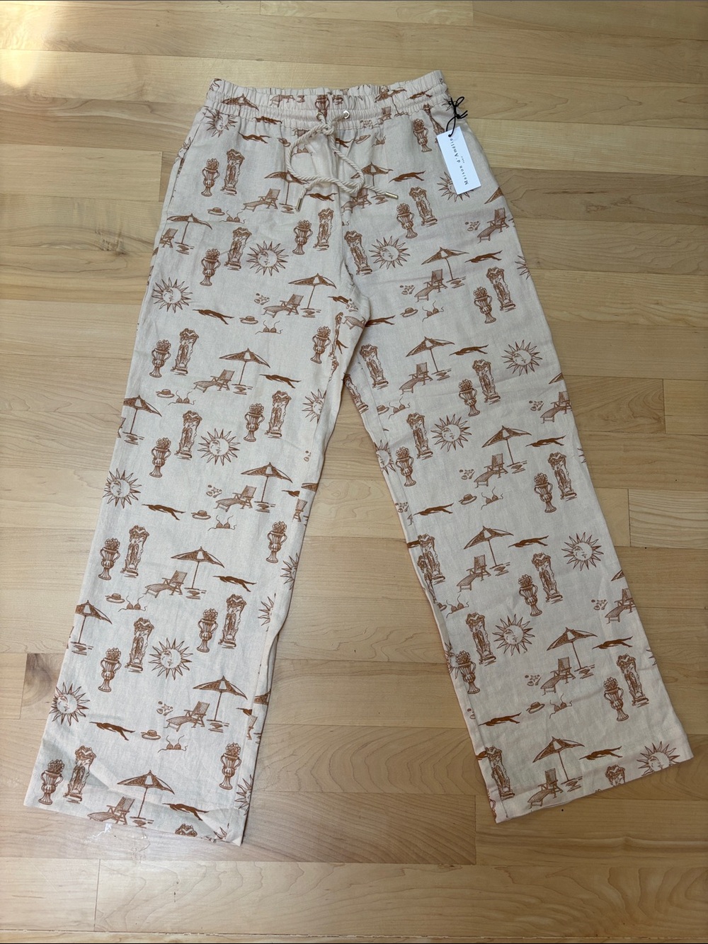 Maison D’Amelie beach print linen pants
